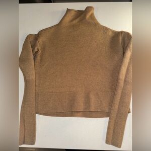 Wilfred Aritzia Cyprie Sweater XXS  Brown Tan Camel 100% Merino Wool Mock Neck